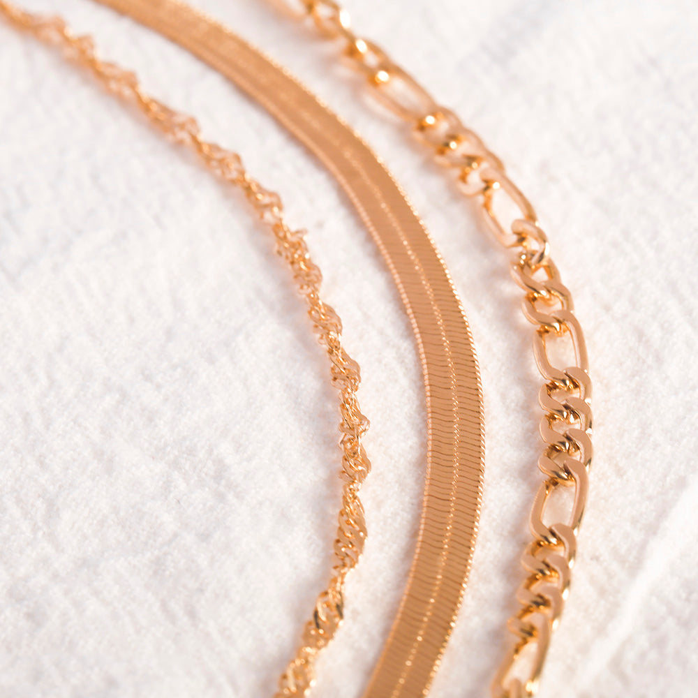 Layered Chain Handpicked Brass Chain Triple Layers Necklace 14K Gold Plated Wat image 5