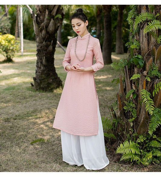 Oriental Style Ao Dai Vietnam Traditional Clothing Dress For Women Graceful Chi