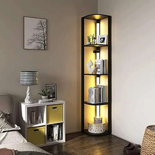 VTRIN Corner Shelf with Light, Modern Home Decor Stand Floor Lamps with Storage