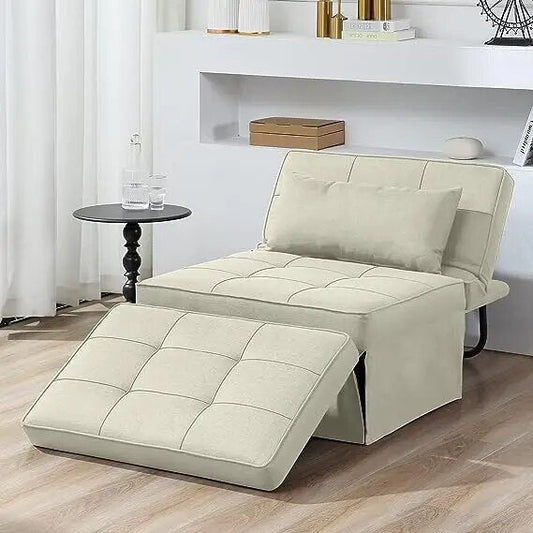 Sofa Bed, 4 in 1 Multi-Function Foldable Ottoman Breathable Linen Couch Bed with