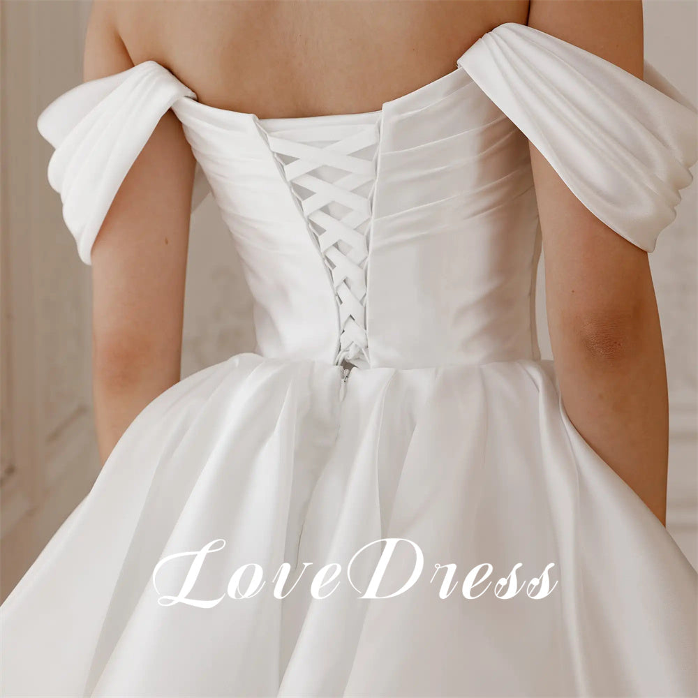 Love Off The Shoulder A-Line Short Stain Wedding Dresses Above K