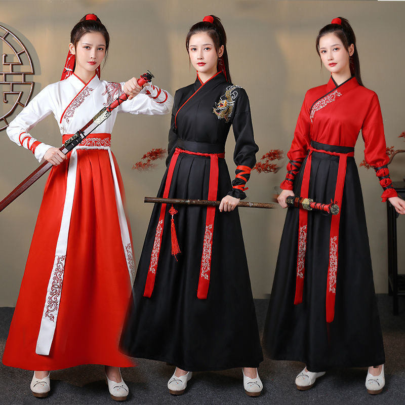 Hanfu Women Top Skirt 2 Piece Set Men Vintage Ethnic Fashion Cosplay Elegant Tr