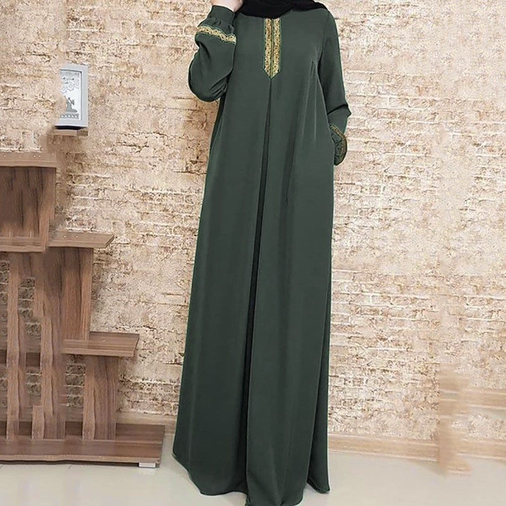 Long Muslim Dress Embroidery Kaftan Plus Size Casual Abaya Dress Muslim Clothes
