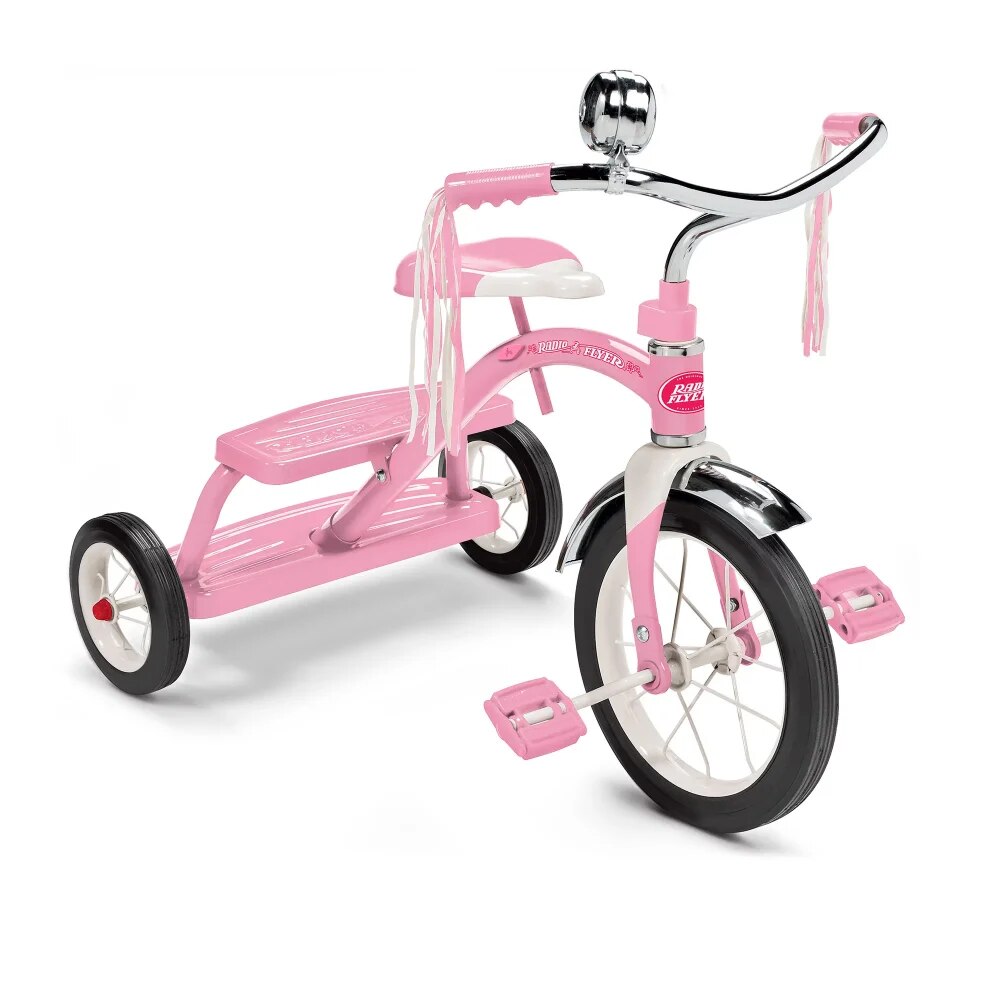 GISAEV, Classic Red Dual Deck Tricycle, 12" Front Wheel, Red
