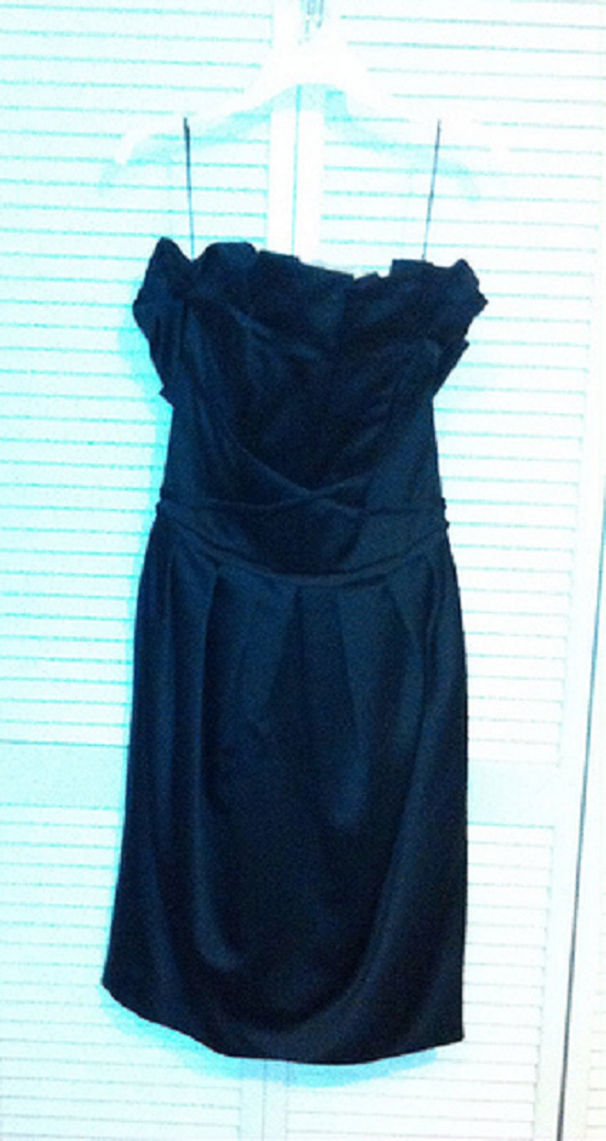 Victor Costa Women Satin Black Folding-Bust-Line Sleeveless Full-Length Size 10 image 0