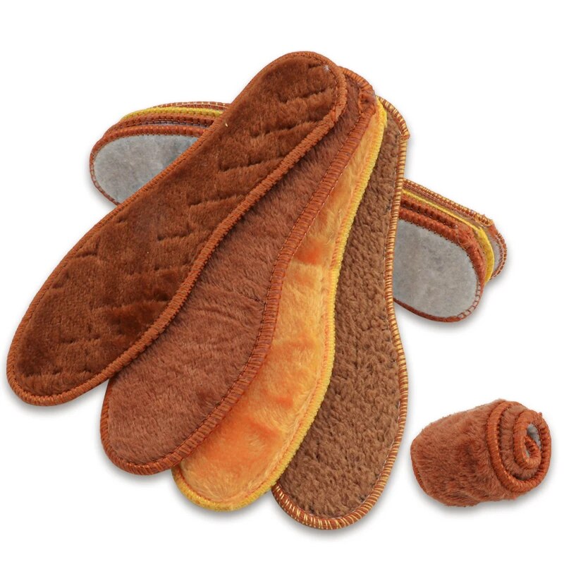 1Pair Thicken Plush Insoles Men's Women's Heating Shoe Pads Winter Warm Shoes Insol