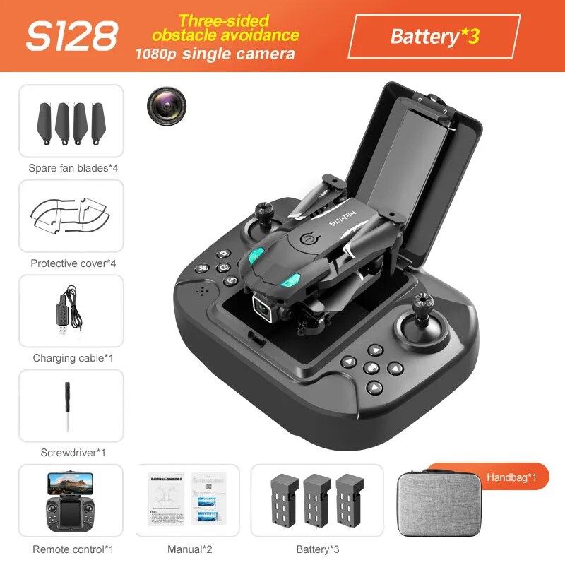 New S128 Mini Drone 4K HD Camera Three-sided Obstacle Avoidance Air Pressure Fi