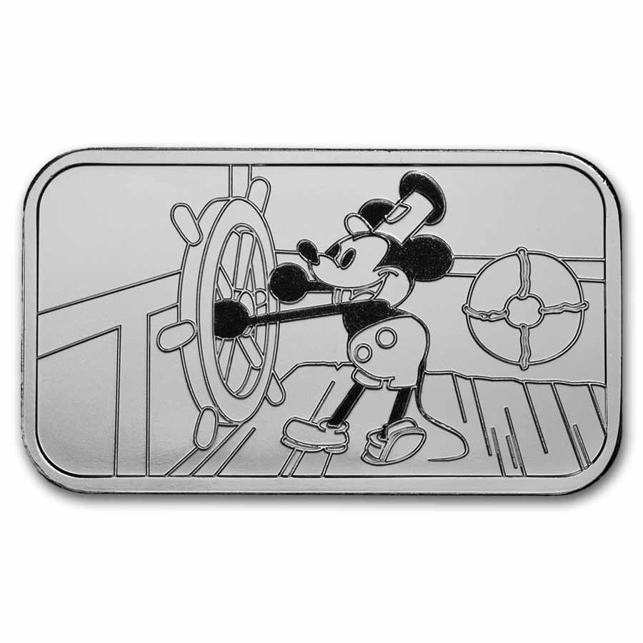 1 oz Silver Bar - Steamboat Willie BU image 0