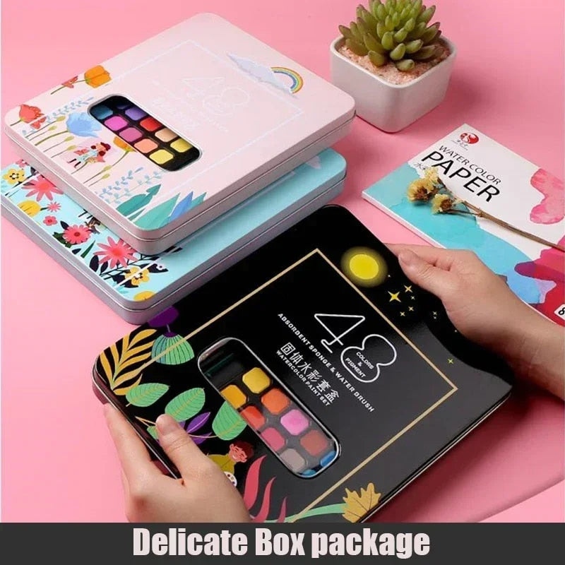 63 Pcs Watercolor Paint Set 48 Colors Painting Set With Paint Brus image 8