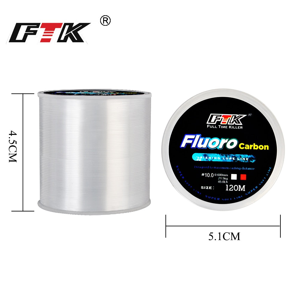 120M Fluorocarbon Coating Fishing Line 0.20mm-0.60mm 7.15LB-45LB Carbon Fiber L image 6