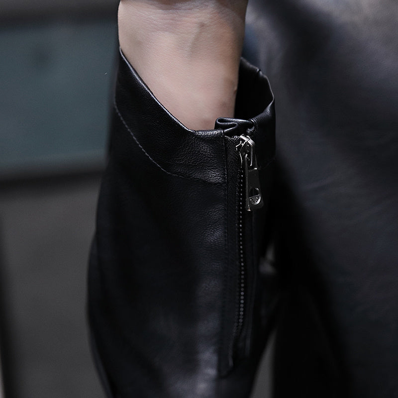 Men's Biker Leather Jacket 2023 Autumn Men's Fashion Trend Decorative Motorcycl image 8