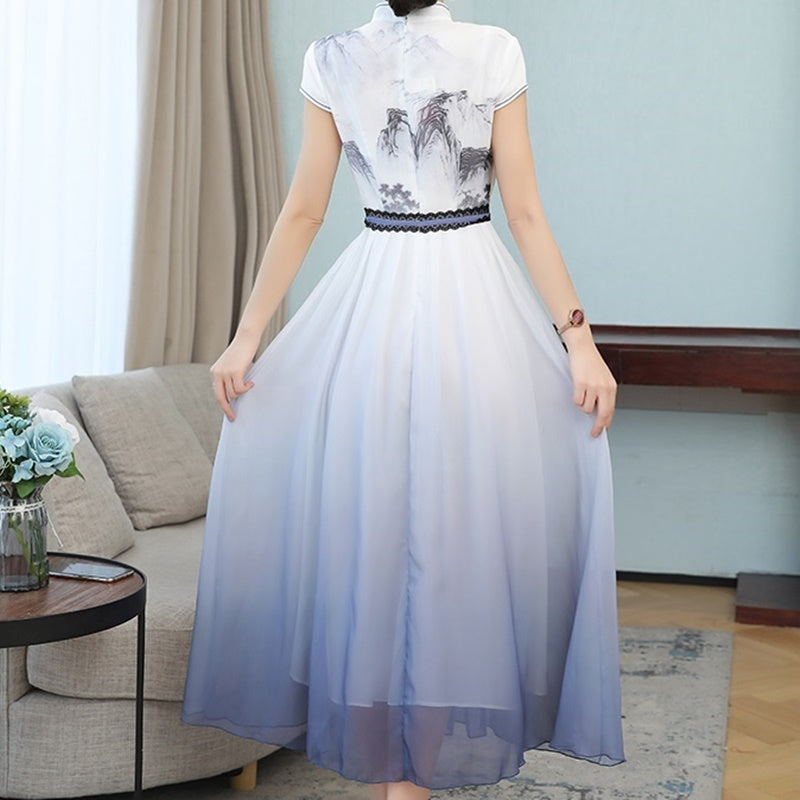 Ao Dai 2020 Summer New Floral Vietnam Dress For Women Elegant Cheongsam Traditi