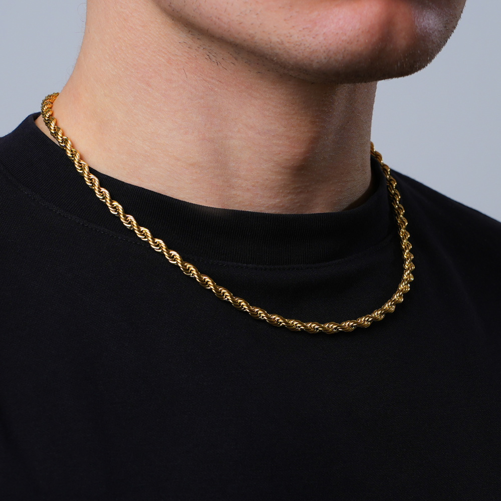 2¯3¯5mm Gold Rope Chain for Men & Women 18k Real Gold Plated Diamond Cut Gold N image 9