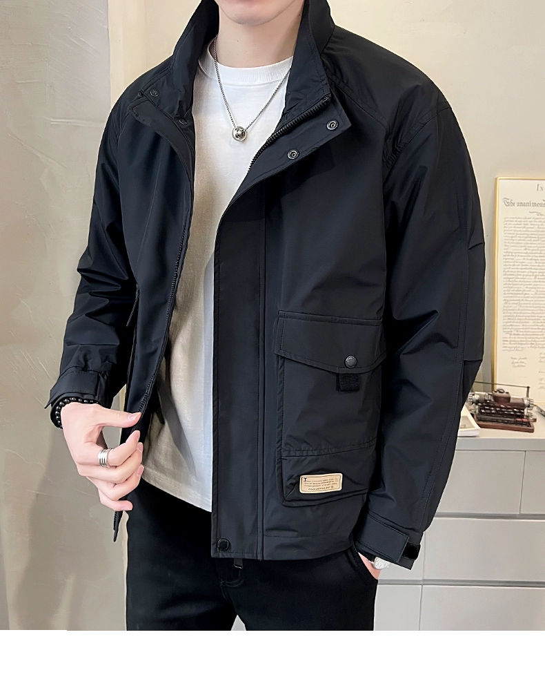 Versatile Autumn Winter Men'solid Casual Loose Aviator Jacket Jacket Coa