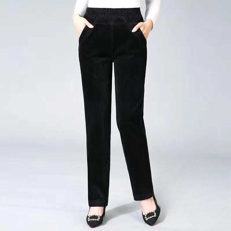 Plush Thick Casual Pants Fleece Pencil Pants Women Corduroy Warm High Waist P