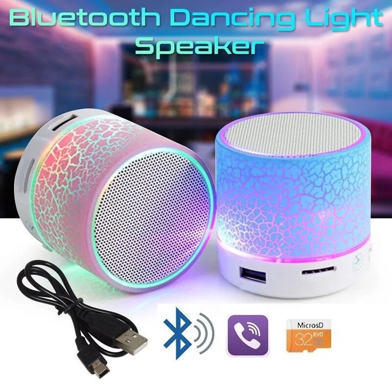 Bluetooth Mini Speaker Wireless Speaker Colorful LED TF Card USB Subwoofer Port