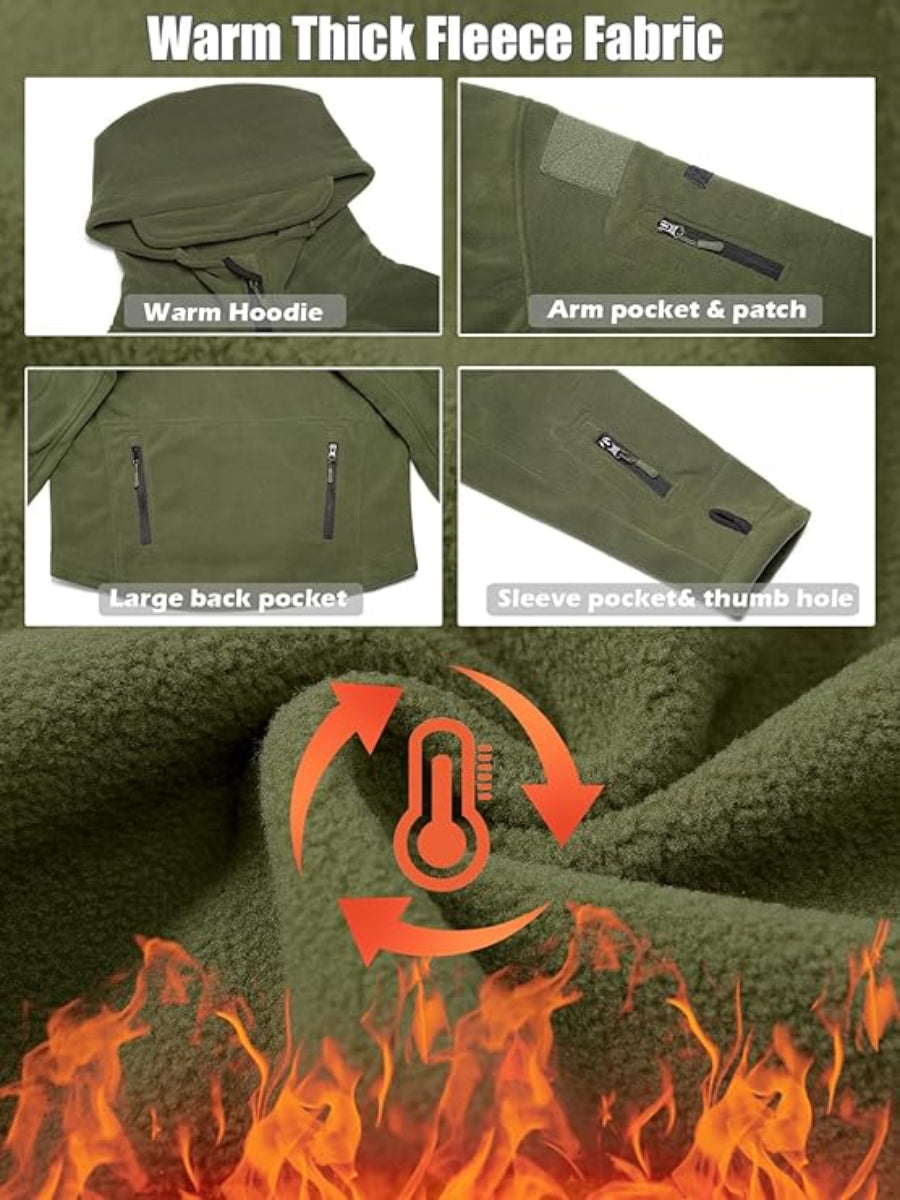 Men's Outdoor Fleece Lined Jacket Windproof Thermal Coat Lightweight Breathable image 5