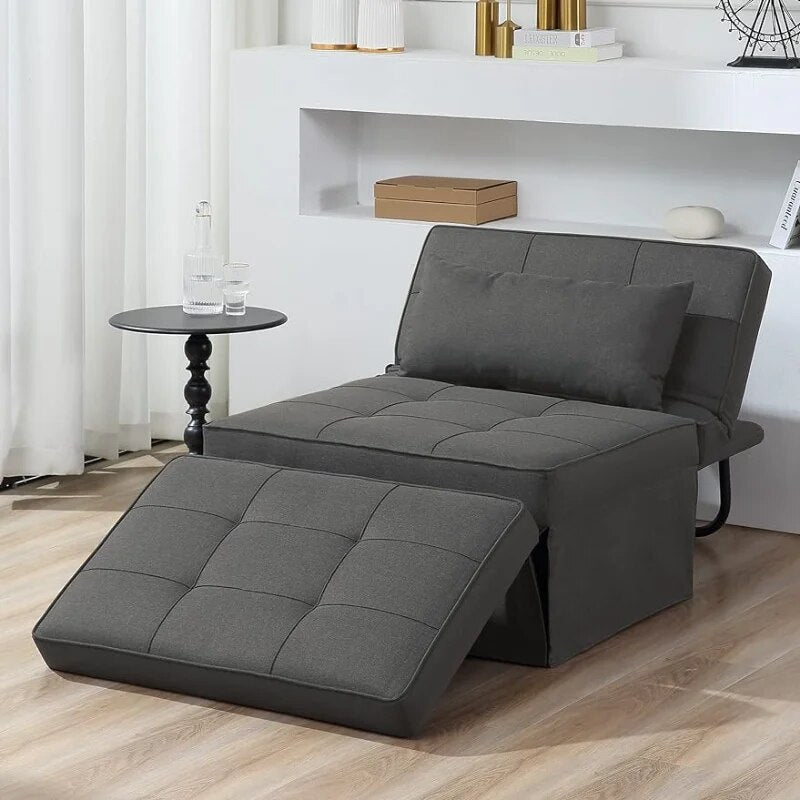 Sofa Bed, 4 in 1 Multi-Function Folding Ottoman Breathable Linen Couch Bed with Pillows