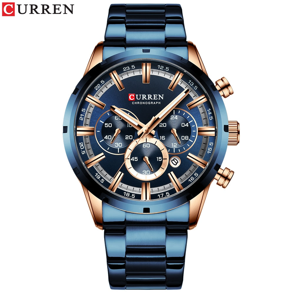 Curren Men's Watch Blue Dial Stainless Steel Band Date Mens Business Male Watch image 8