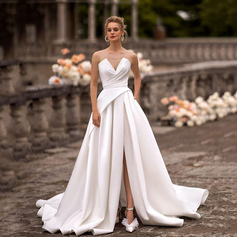 Msikoods Wedding Party Dress 2024 Women'sweethearts Satin Wedding Gown