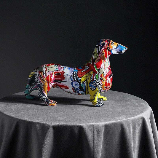 Creative  Home Modern Painted Colorful Dachshund Dog Decoration Wine Cabinet Of