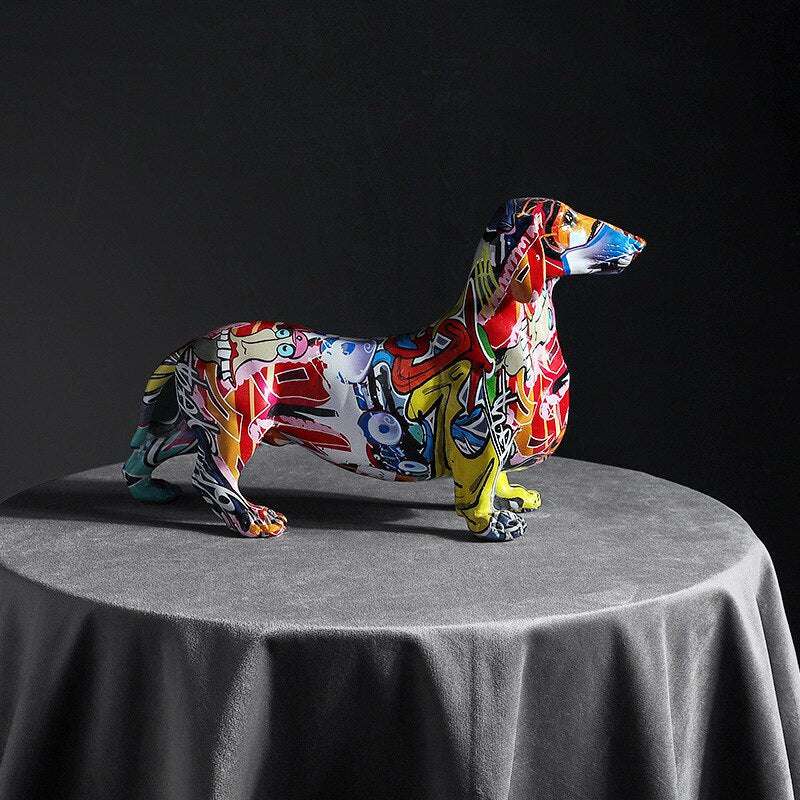 Creative  Home Modern Painted Colorful Dachshund Dog Decoration Wine Cabinet Of