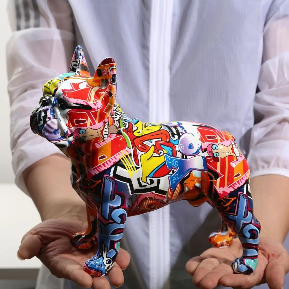 Colorful Standing French Bulldog Resin Statue Decoration, Pet Dog DIY Graffiti image 10