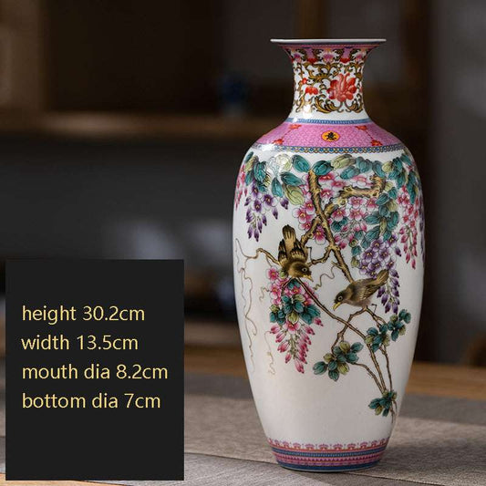 Jingdezhen Ceramics New Chinese Style Famille Rose Vase Living Room Porch TV Ca