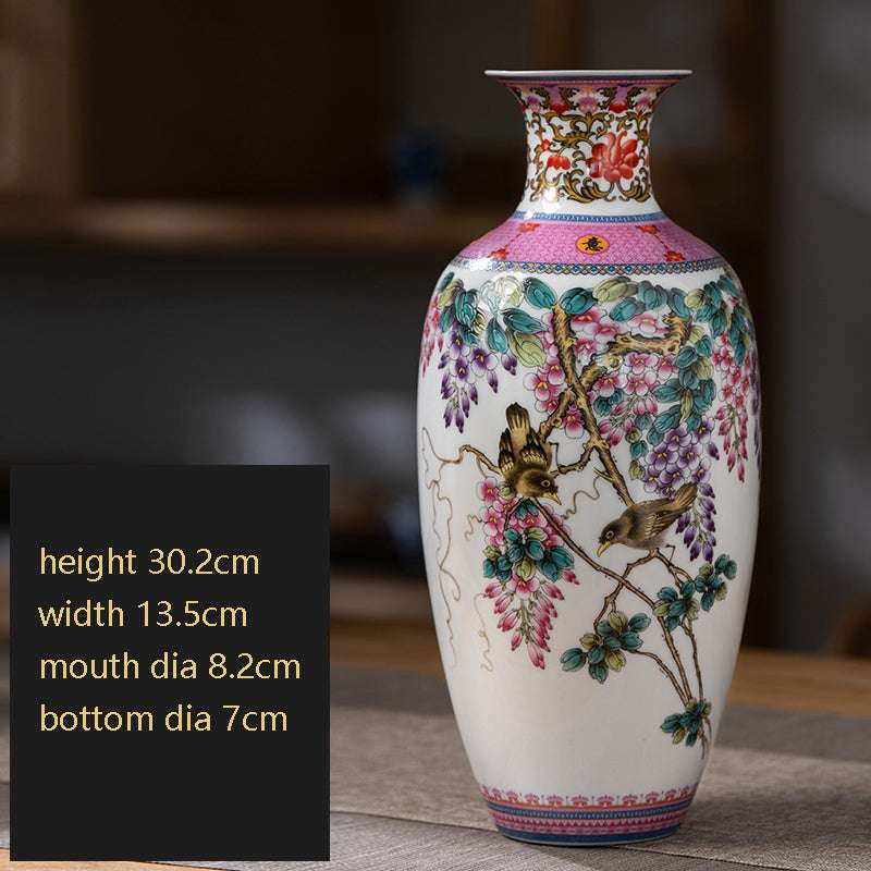 Jingdezhen Ceramics New Chinese Style Famille Rose Vase Living Room Porch Tv Ca
