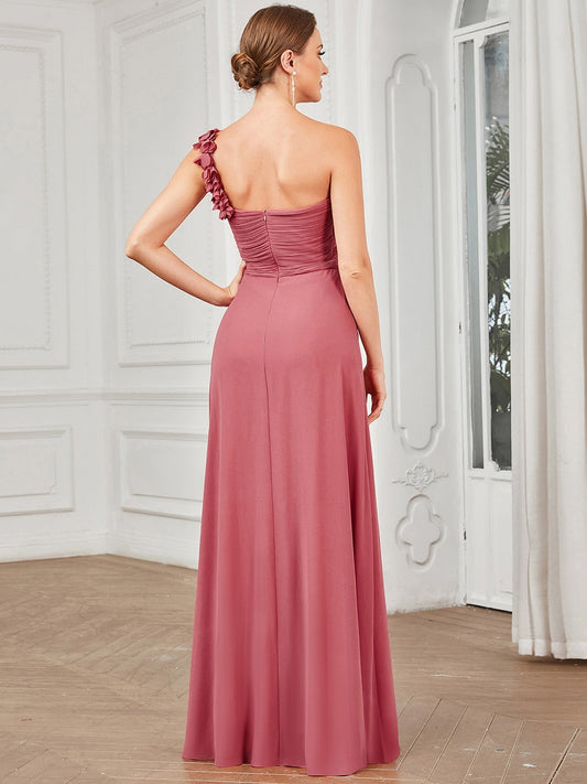 Ever-Pretty Sweet Pleated Bodice One Shoulder Chiffon Bridesmaid Dress image 0