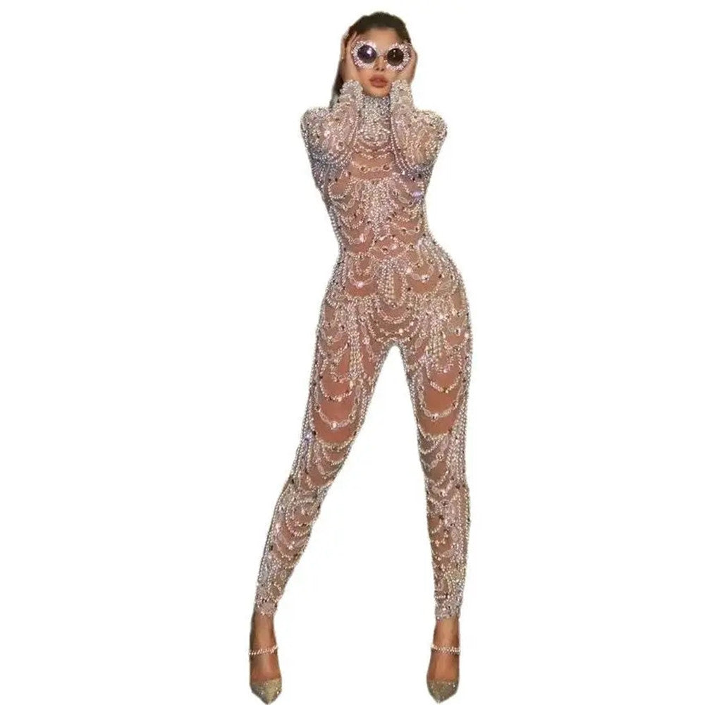 Women Glitter Shiny Trousers Wide Leg Pants Slim Fit Romper Overalls Elega image 5