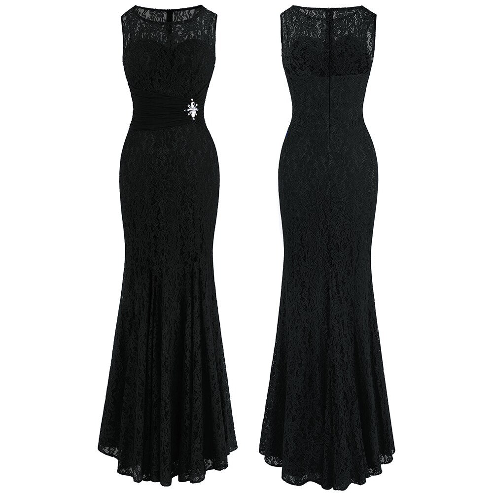 Angel-fashions Women's Sheer Evening Dresses Long Pleated Beading Floral image 0