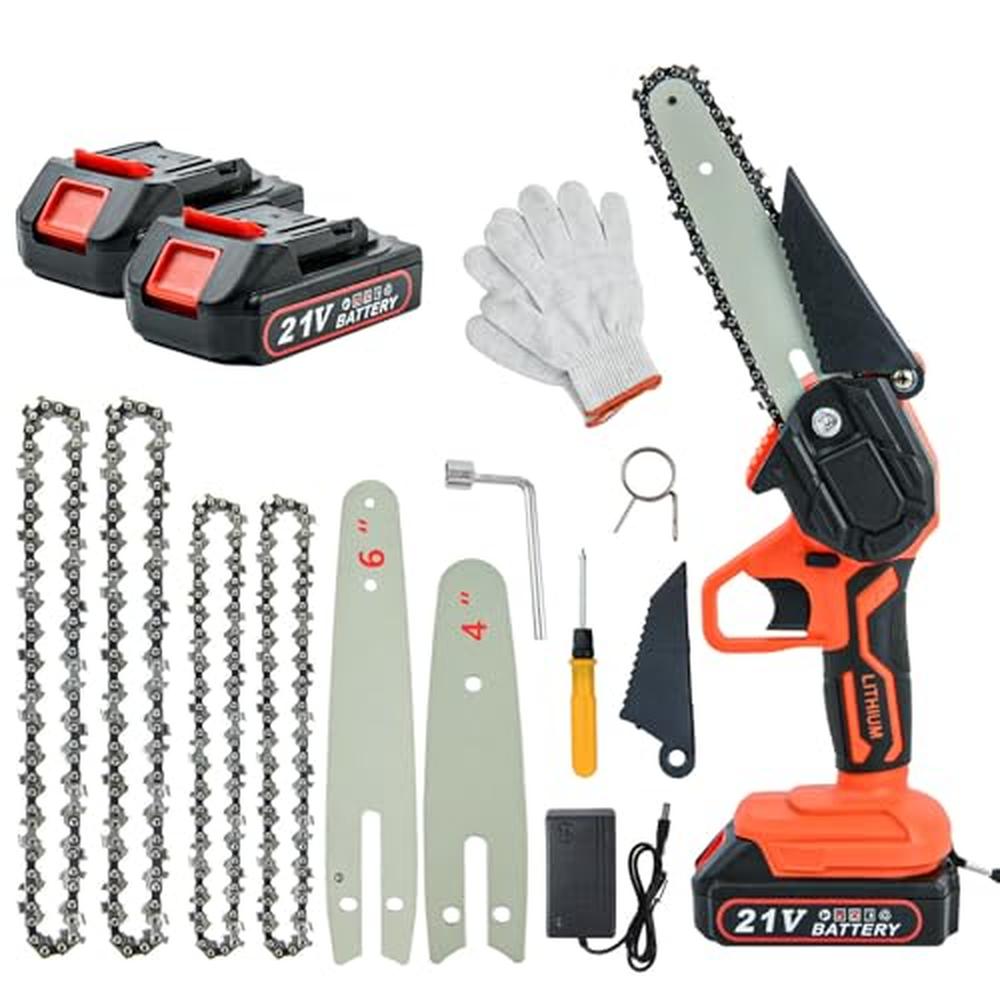 Mini Cordless Chainsaw 2-In-1 Handheld Tree Trimming With 3Pack Battery Lightwe