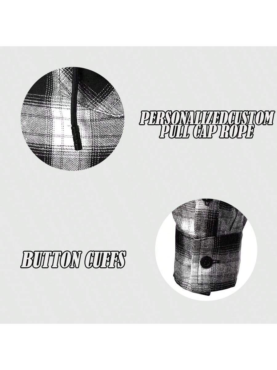Flannel Hoodies For Men's Casual Button Down PlaidLong Sleeve Lightweight Shirts