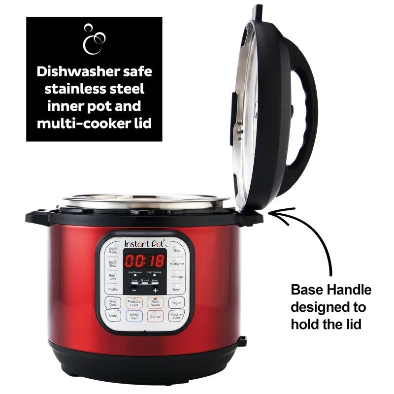 Quart Multi-Cooker, Red Stainless Steel image 5
