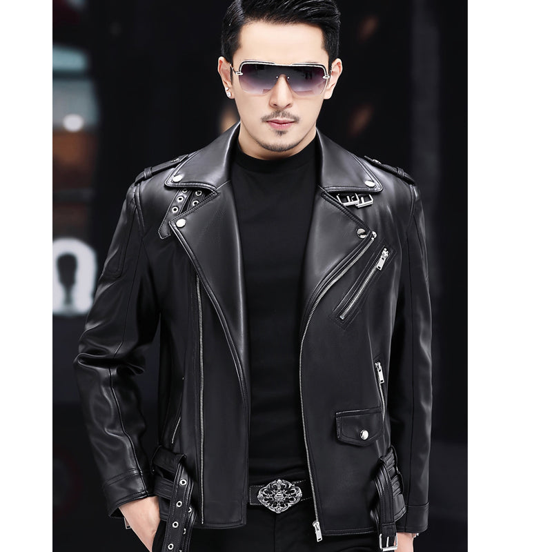 Men's Faux Leather Coat Zipper Overcoat Motor Jacket Men's Bomber Jackets Fashion