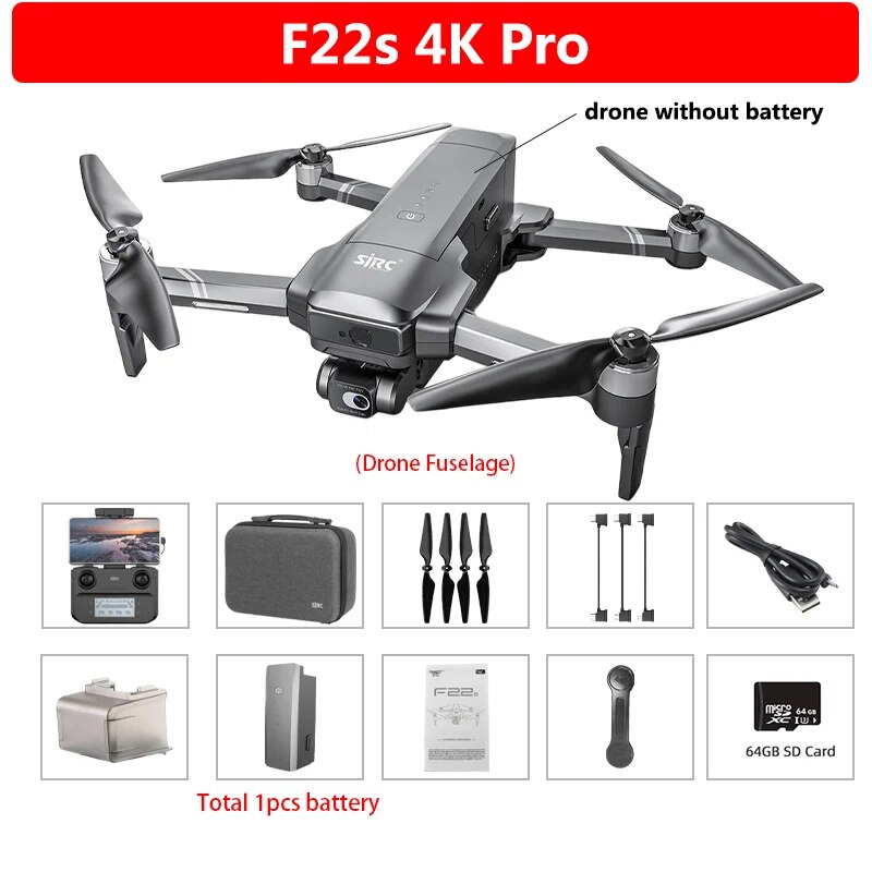 F22S 4K PRO Drone Camera Obstacle Avoidance EIS 2-Axis Brushless 3.5km Flight D