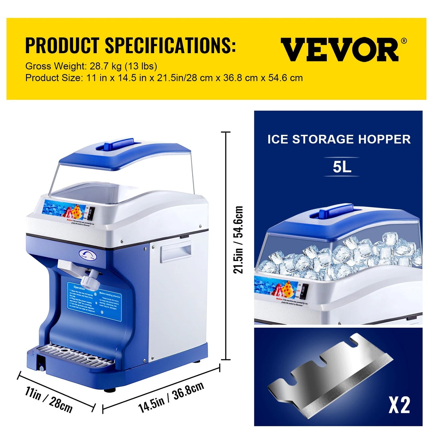 VEVOR 120/200 KG/H Electric Ice Shaver Branch Crusher Chopper Smoothie Blender image 7