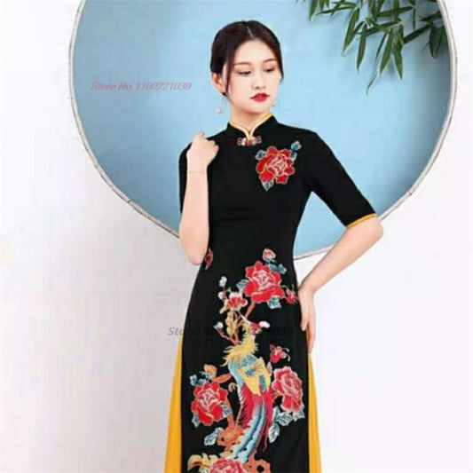 2024 ao dai vietnam traditional chinese qipao dress improved cheongsam vintage