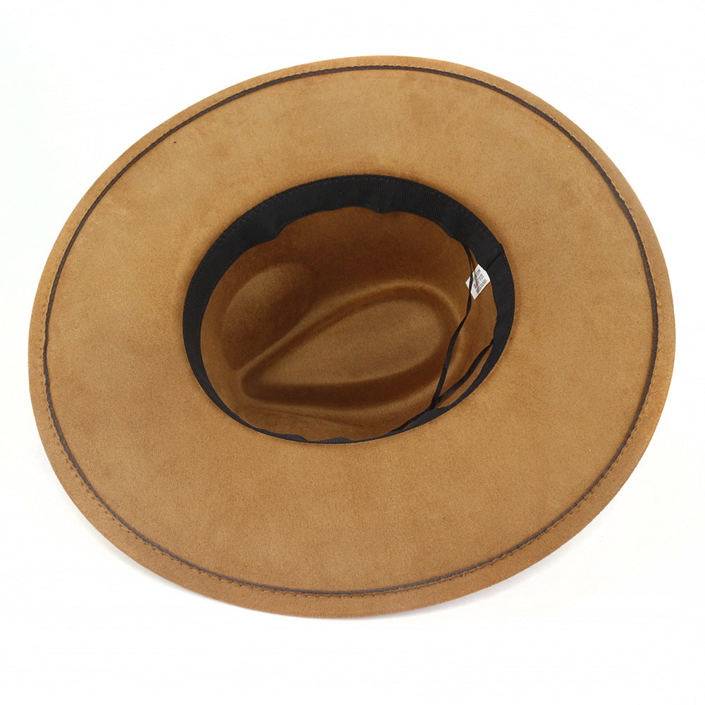 Suede Top Hat 9.5cm Wide Brim Fedora Hat Men Women Autumn Winter Felt Jazz Hats image 36