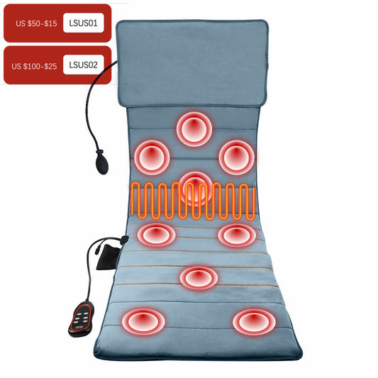 Electric Vibration Full Body Massage Mat Inflatable Air Pillow Home Office Heat