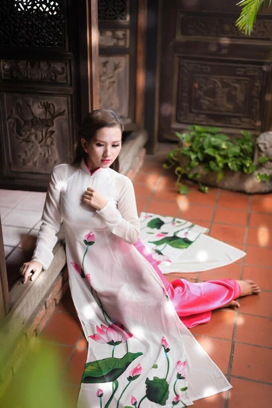 tailored lotus aodai vietnam clothing cheongsam aodai vietnam dress vietnamese