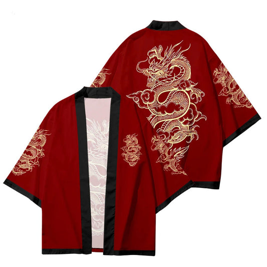 2024 3D Dragon Print Fashion Japanese Cardigan Haori Ladies Traditional Asian D