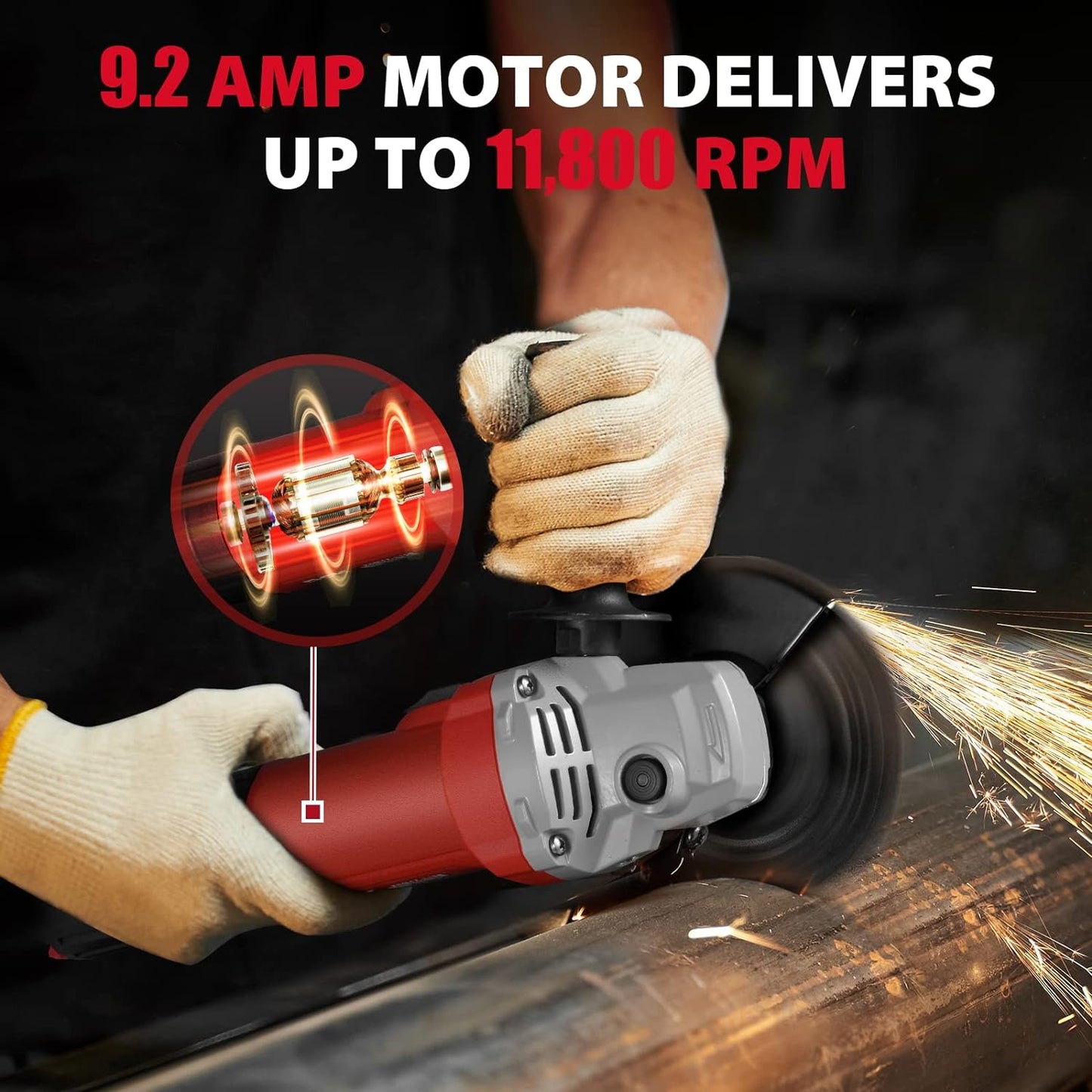 Angle Grinder, 9.2Amp 4-1/2-Inch Corded Angle Grinder 11800 RPM with 2 Safety G image 0