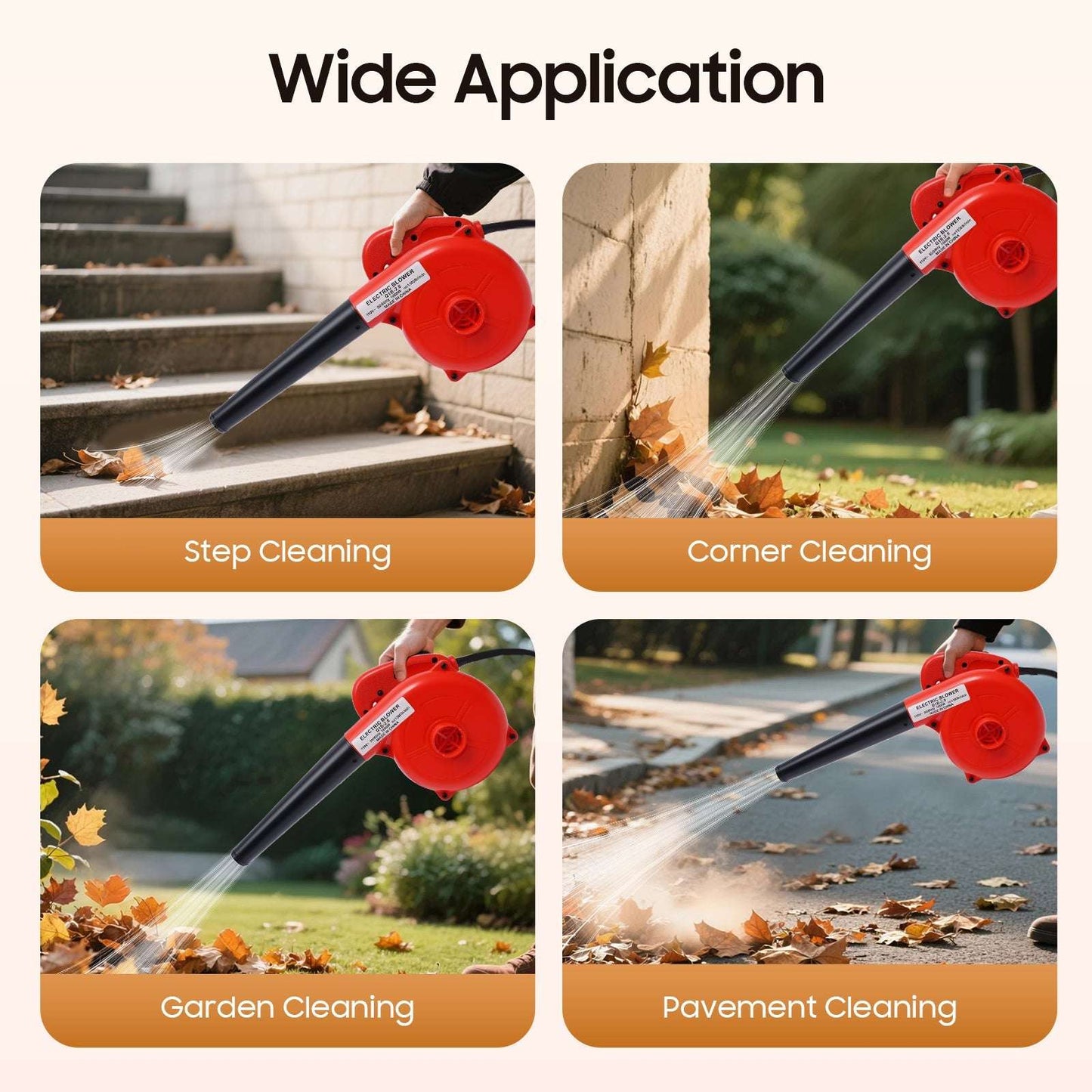 1000W 110V Electric Leaf Blower, Portable Electric Air Blower, Handheld Blower