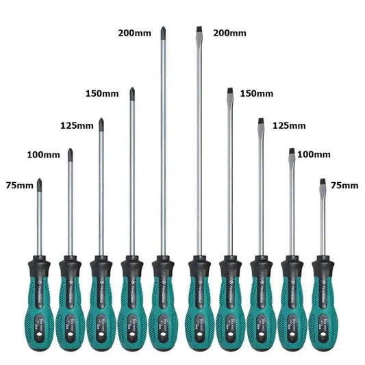 10Pcs/Set Screwdrivers Kit 75-200mm Chromium Vanadium Alloy Hand Tools Multi-fu