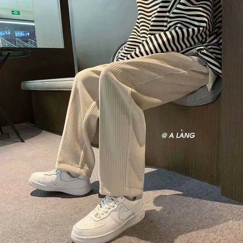 Summer Thin Men Casual Tie Straight Leg Pants Monochrome Oversized Men Warm Korean Street Pants Streetwear Men