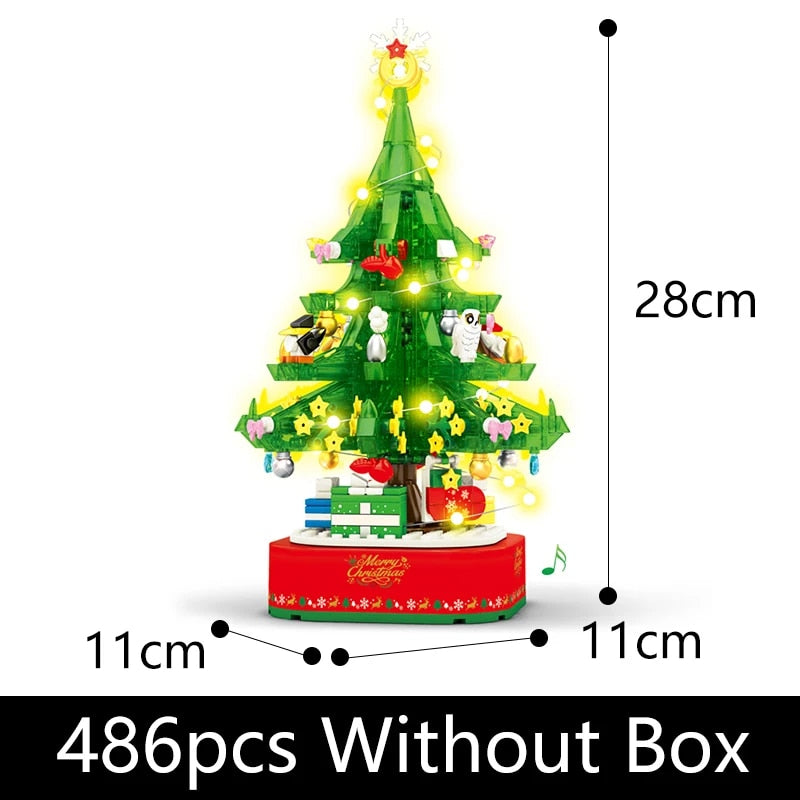 Santa Claus elk Snowman Christmas Tree Air Balloon Rotating Wreath Music Box Bu
