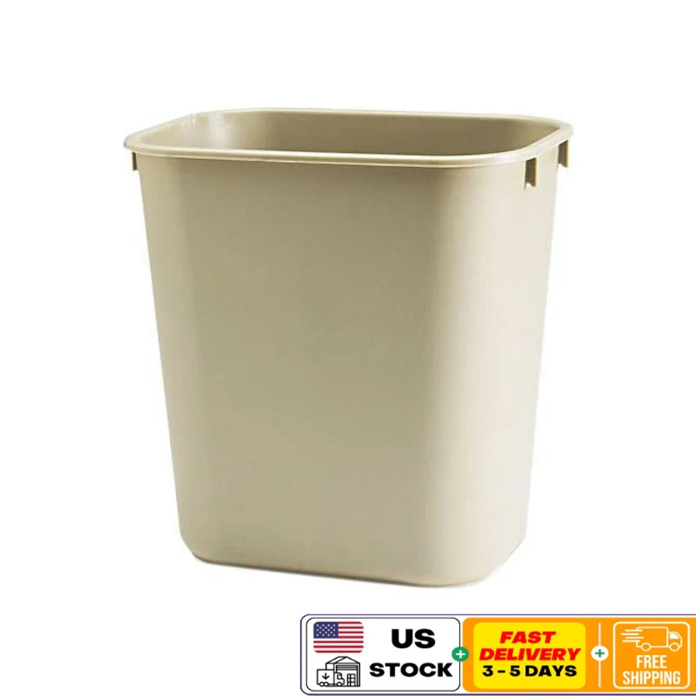 Soft Molded Plastic Wastebasket Rectangular Desk Trash Can Indoor Outdoor Garba image 4