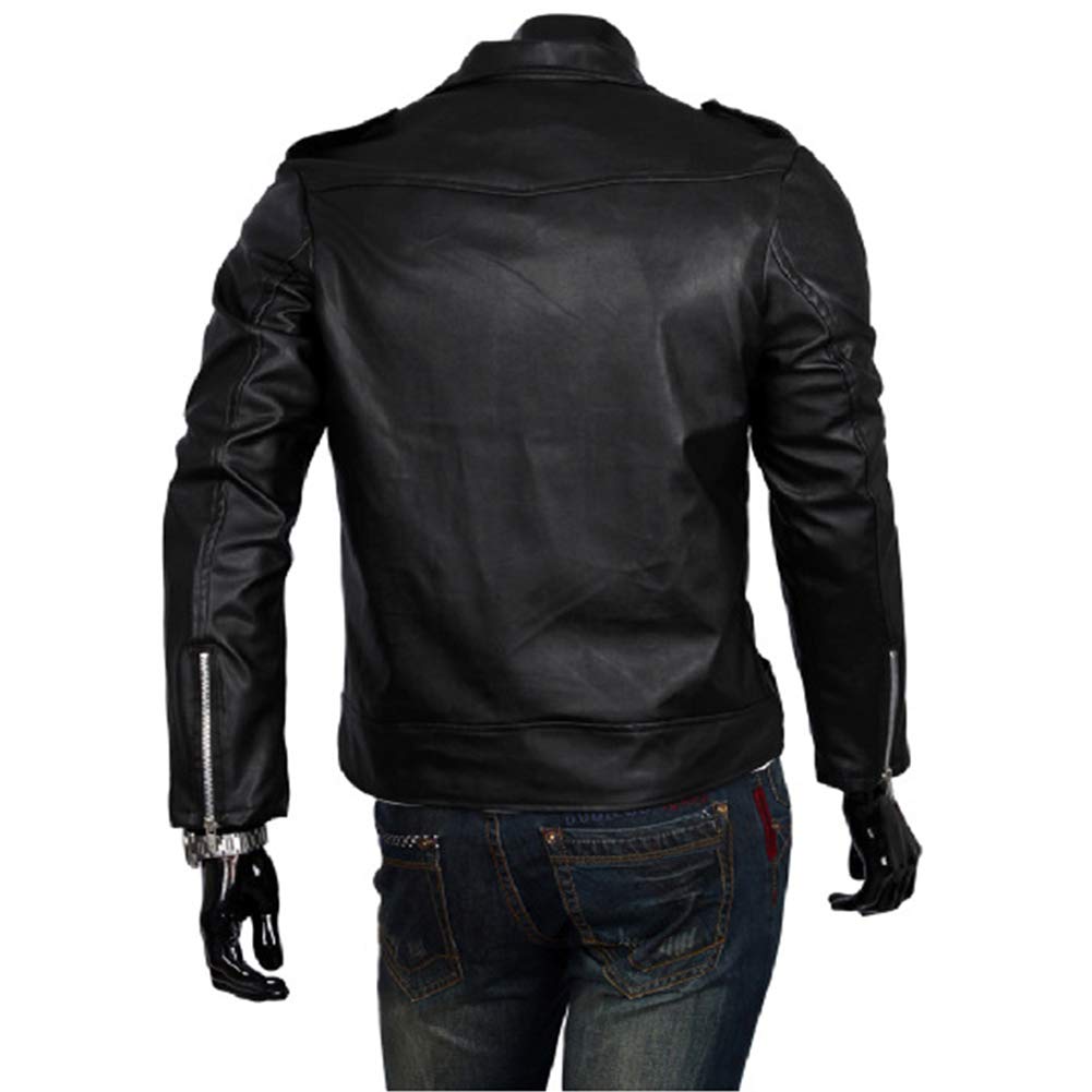 Men Leather Jacket Slim Fit Motorcycle Jacket Zipper Casual Coat Spring Autumn image 6